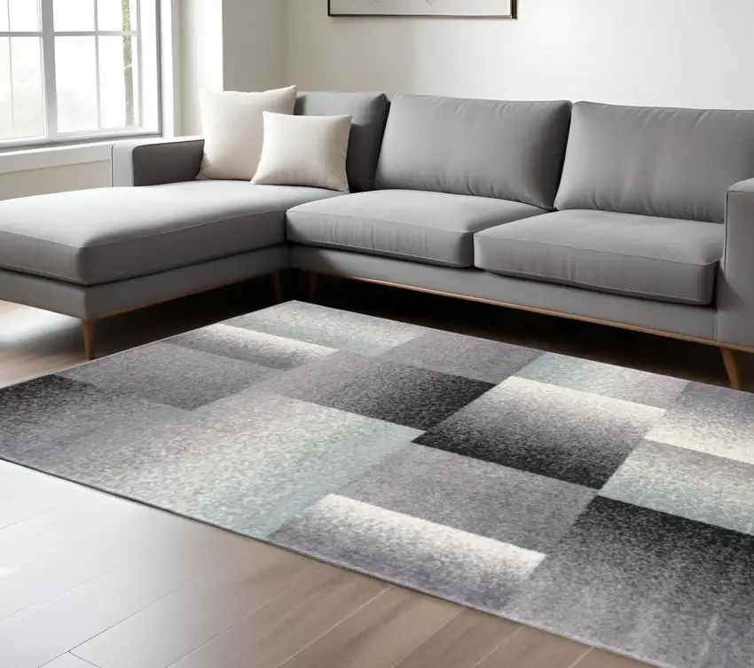 Gray Modern Geometric Area Rug Photo 1