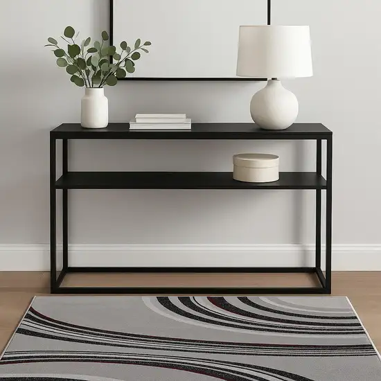 Gray Abstract Power Loom Area Rug Photo 1