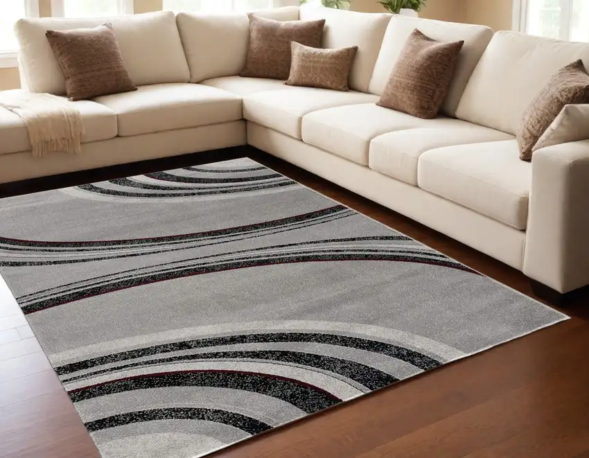 Gray Abstract Dhurrie Area Rug Photo 1