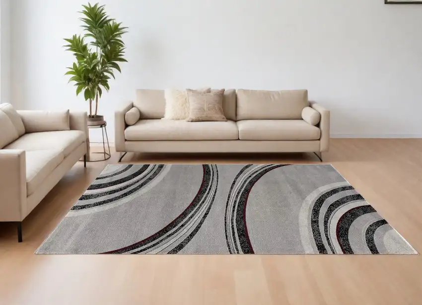 Gray Abstract Dhurrie Area Rug Photo 1