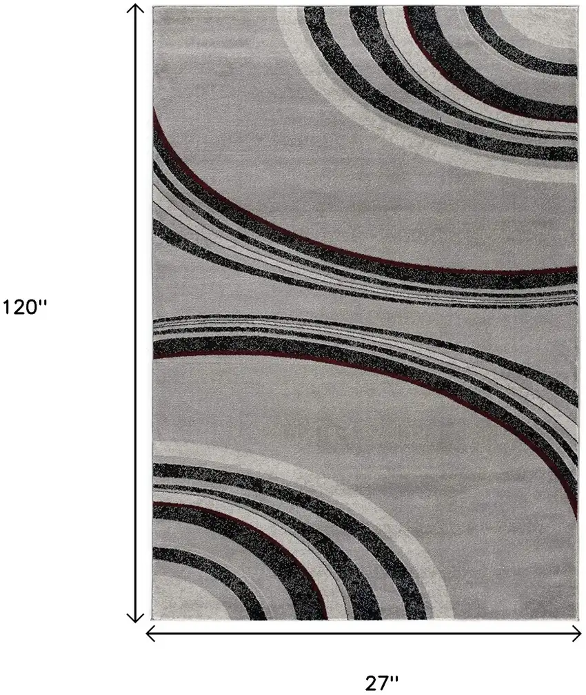 10' Gray Abstract Power Loom Runner Rug Photo 8