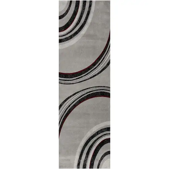 15' Gray Abstract Power Loom Runner Rug Photo 4