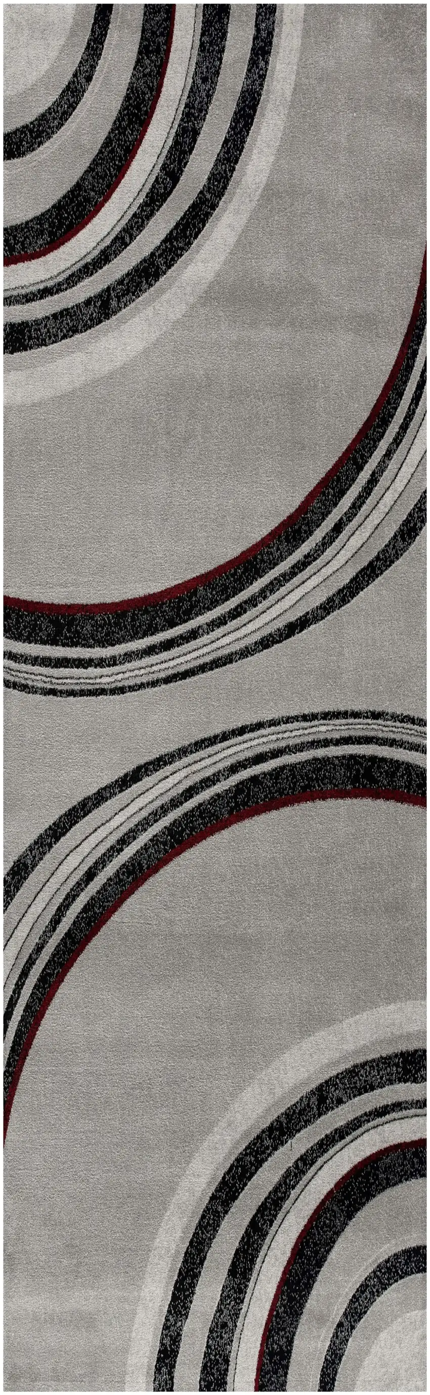 15' Gray Abstract Power Loom Runner Rug Photo 4