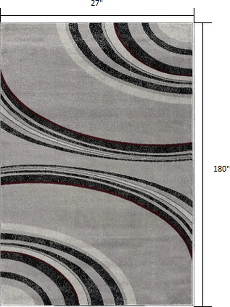 Gray Modern Geometric Runner Rug Photo 5
