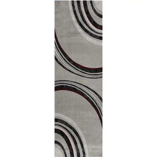 15' Gray Abstract Power Loom Runner Rug Photo 1
