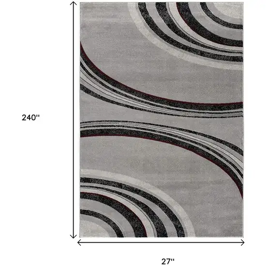20' Black And Gray Abstract Runner Rug Photo 8