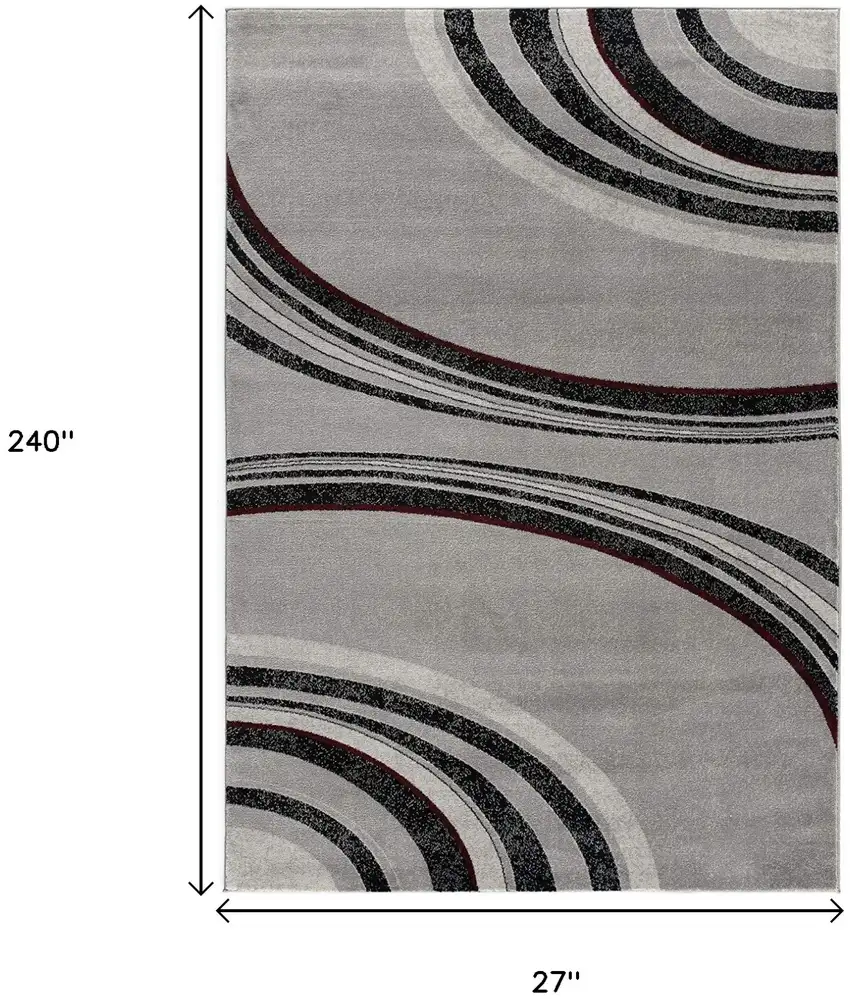 20' Black And Gray Abstract Runner Rug Photo 8