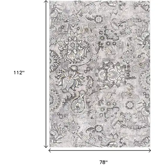 Gray Modern Jacobean Floral Area Rug Photo 3