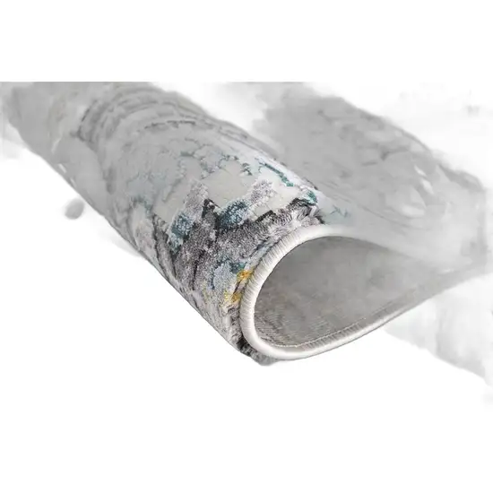 Gray Damask Power Loom Area Rug Photo 4