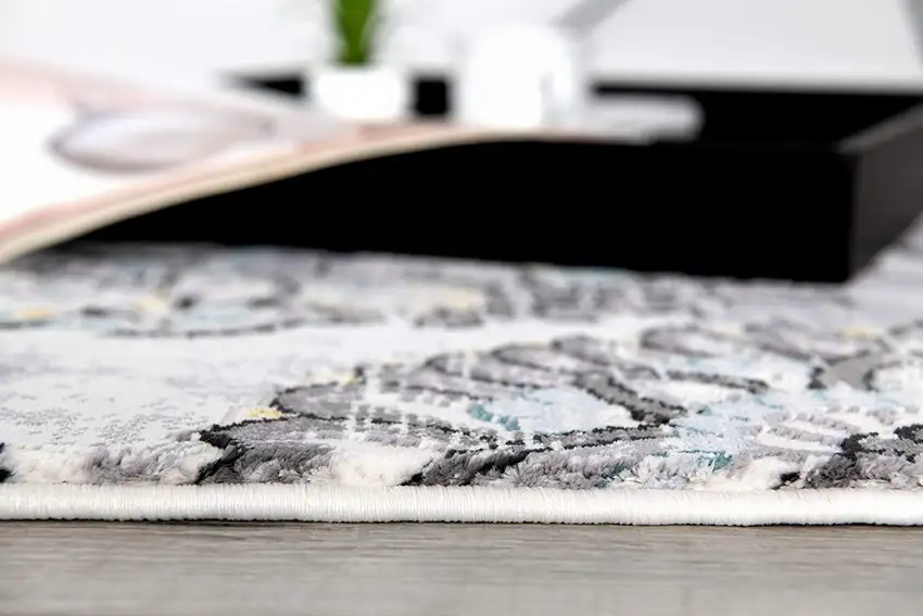 Gray Damask Power Loom Area Rug Photo 6