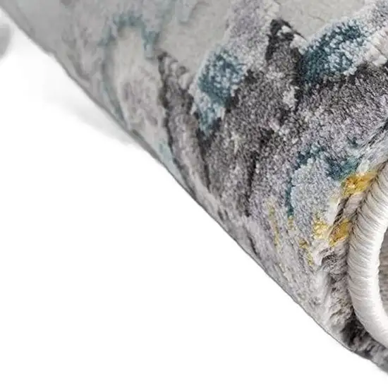 Gray Damask Power Loom Area Rug Photo 6