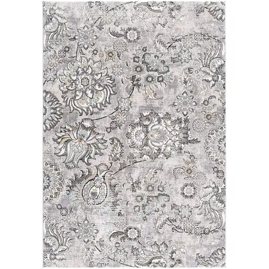 Gray Damask Power Loom Area Rug Photo 2