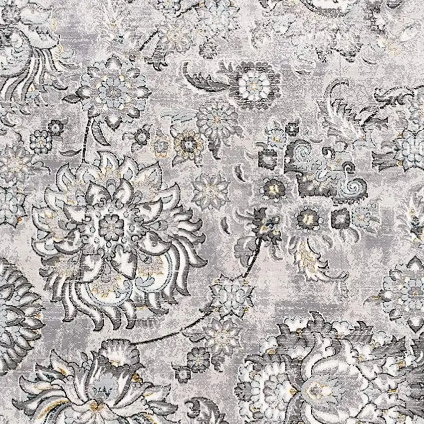 Gray Damask Power Loom Area Rug Photo 4
