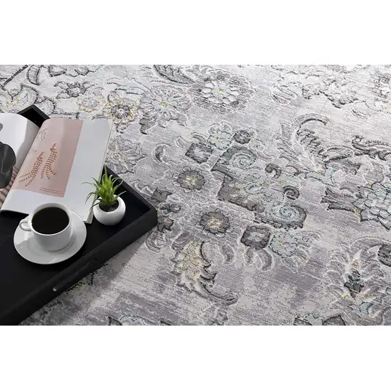 Gray Damask Power Loom Area Rug Photo 9