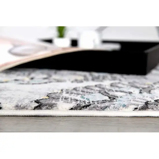 Gray Damask Power Loom Area Rug Photo 8