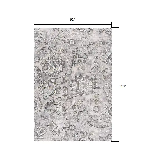 Gray Modern Jacobean Floral Area Rug Photo 2