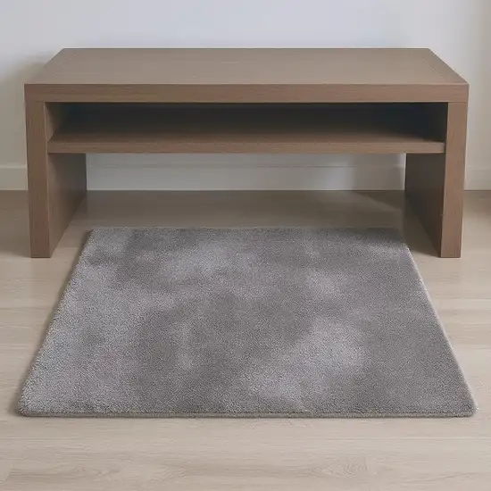 Gray Modern Solid Shag Area Rug Photo 2