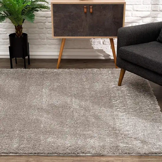 Gray Modern Solid Shag Area Rug Photo 5