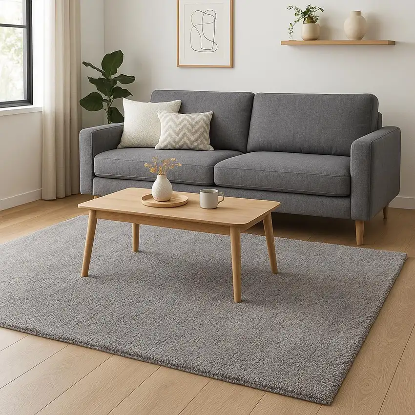 Gray Modern Solid Shag Area Rug Photo 1