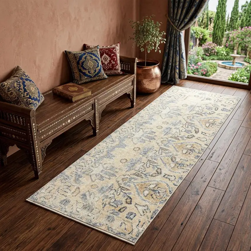 2' X 6' Gray Moroccan Machine Tufted Runner Rug With UV Protection Photo 1