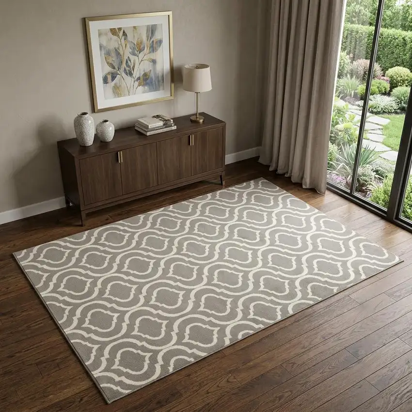Gray Moroccan Power Loom Area Rug Photo 1