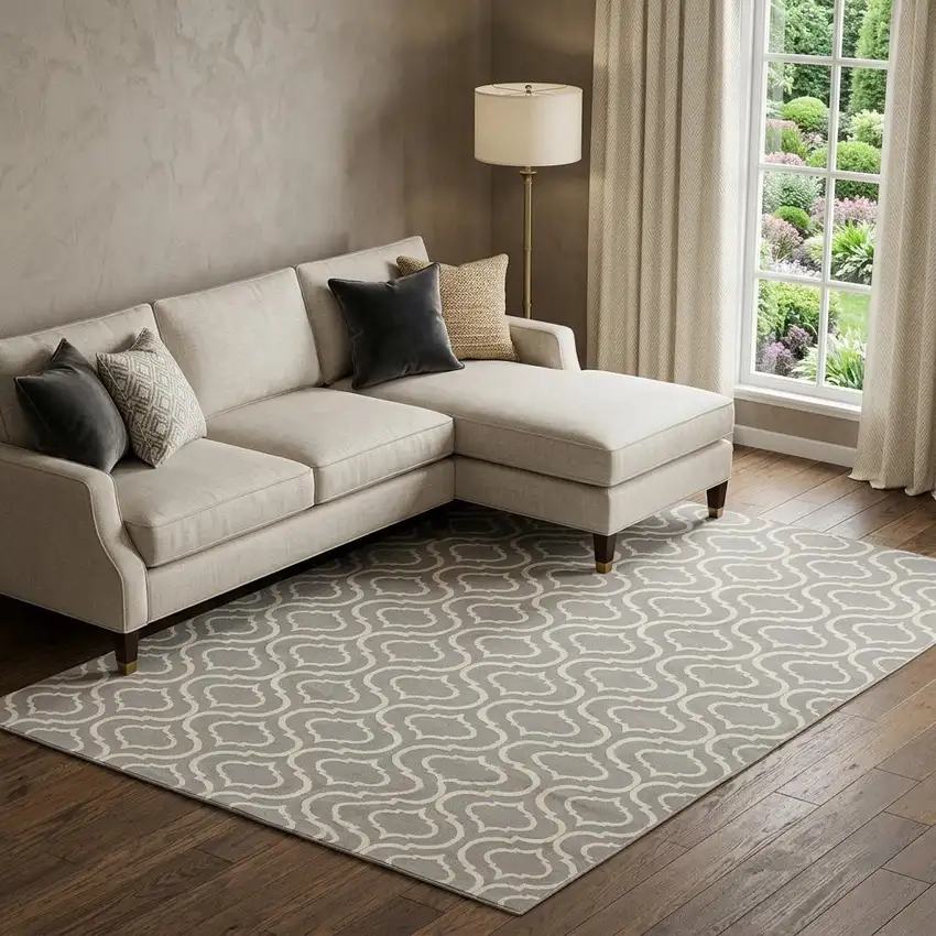 Gray Moroccan Power Loom Area Rug Photo 1