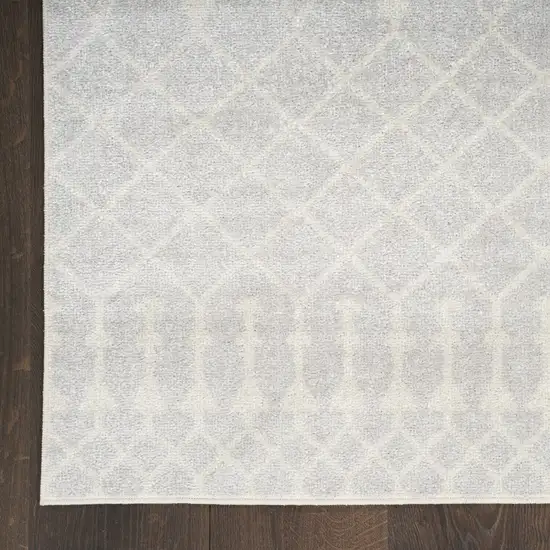 8' Gray And Ivory Moroccan Runner Rug Photo 9