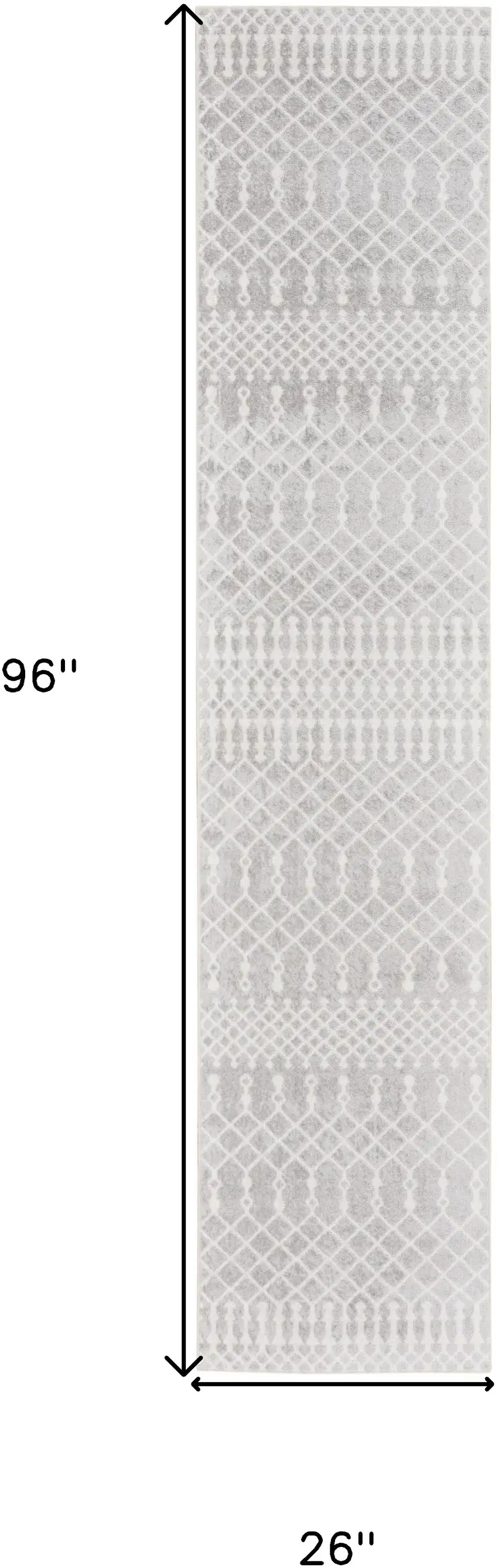 Gray Moroccan Power Loom Runner Rug Photo 7