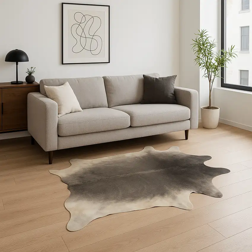 Gray Cowhide Handmade Area Rug Photo 1