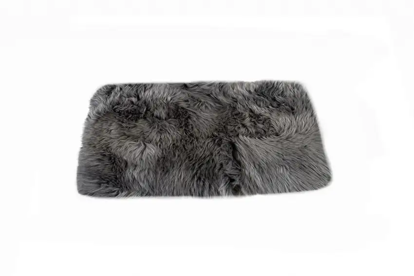Gray Natural Rectangular Sheepskin Area Rug Photo 3