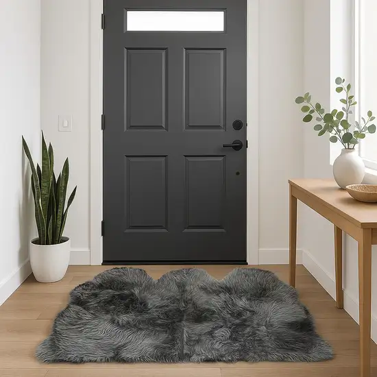 Gray Natural Sheepskin Area Rug Photo 1