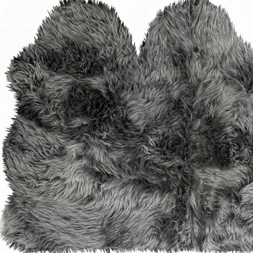 Gray Natural Sheepskin Area Rug Photo 6