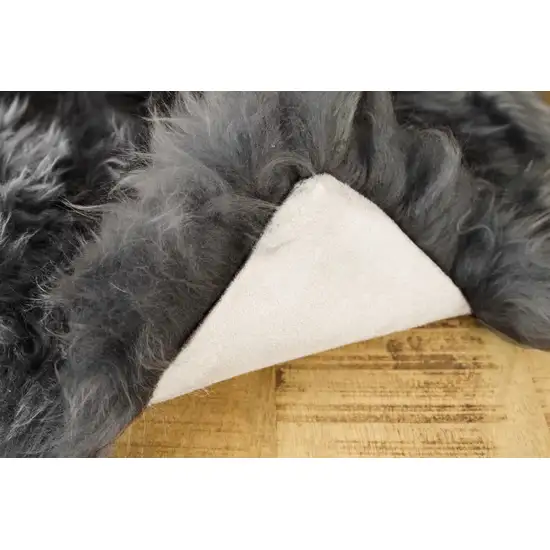 Gray Natural Sheepskin Area Rug Photo 4