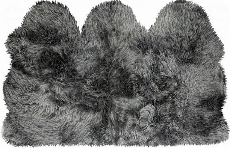 Gray Natural Sheepskin Area Rug Photo 1