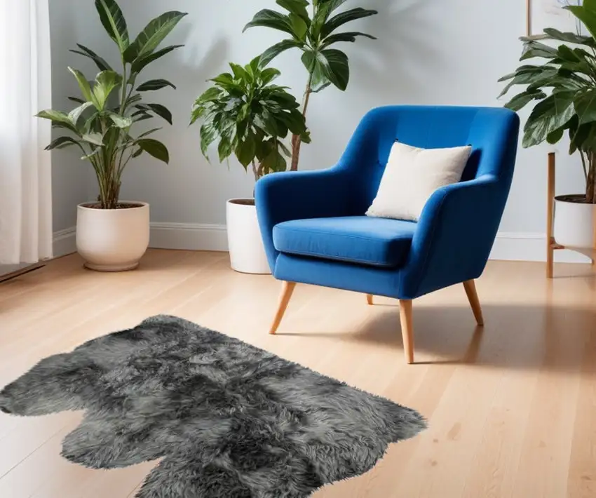 Gray Natural Sheepskin Area Rug Photo 1