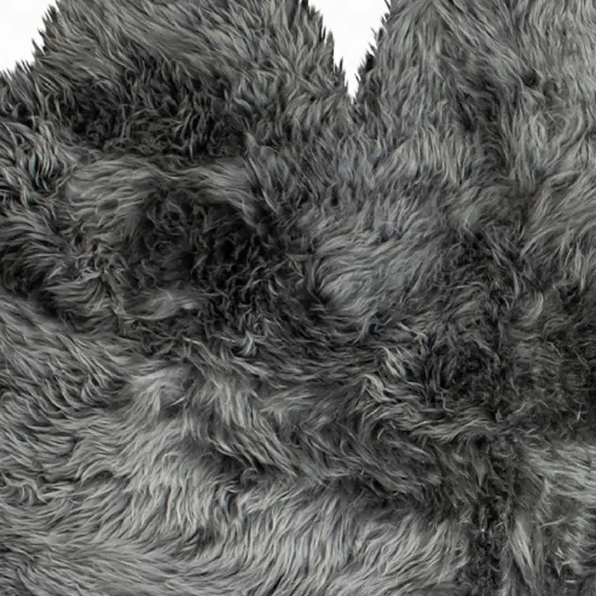 Gray Natural Sheepskin Area Rug Photo 5