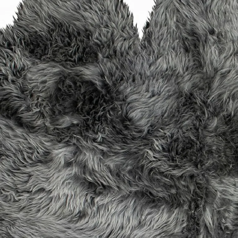 Gray Natural Sheepskin Area Rug Photo 4