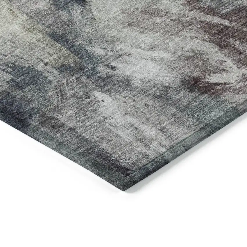 Gray Olive Green And Ivory Abstract Washable Indoor Outdoor Area Rug Photo 4