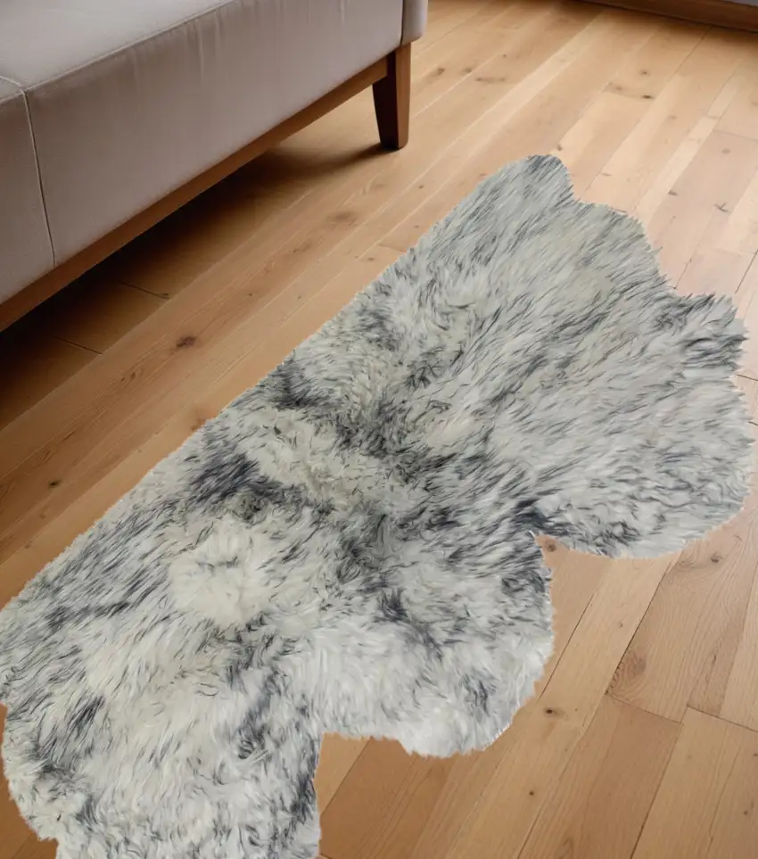 Gray Ombre Natural Sheepskin Area Rug Photo 1