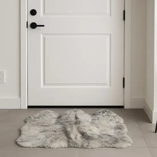 Gray Ombre Natural Sheepskin Area Rug Photo 1