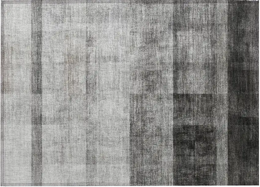 Gray Ombre Washable Non Skid Indoor Outdoor Area Rug Photo 5