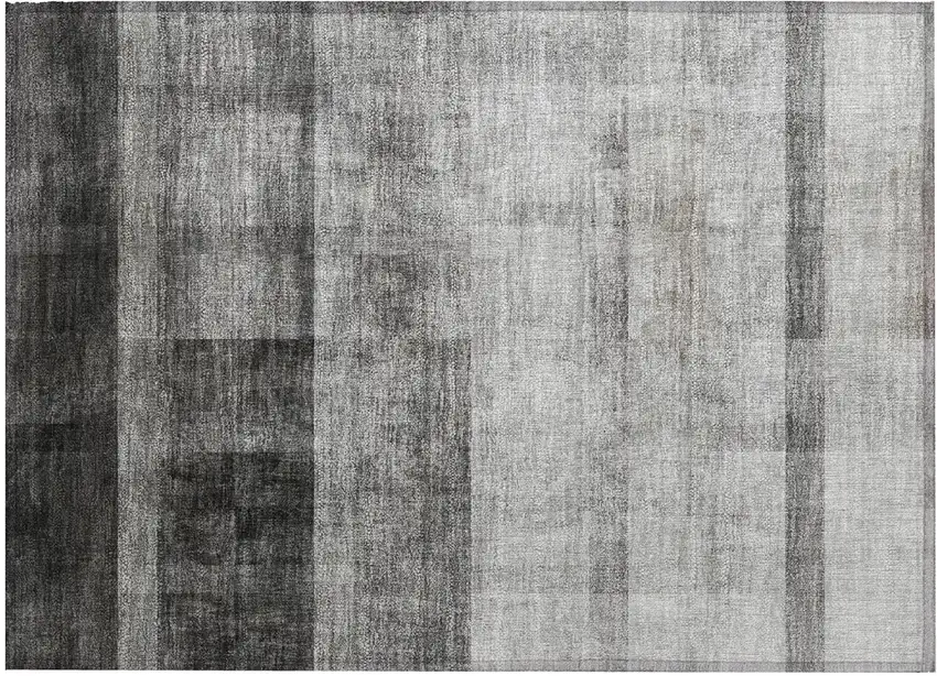 Gray Ombre Washable Non Skid Indoor Outdoor Area Rug Photo 2