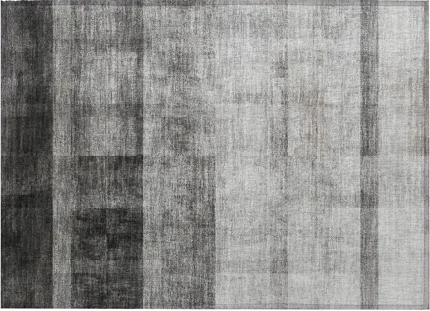Gray Ombre Washable Non Skid Indoor Outdoor Area Rug Photo 2