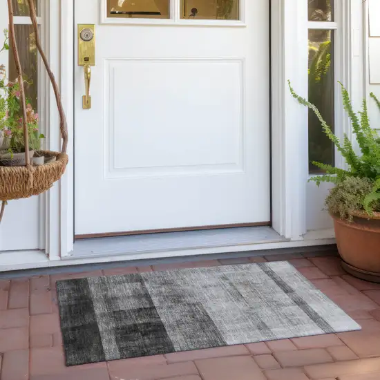 Gray Ombre Washable Non Skid Indoor Outdoor Area Rug Photo 8