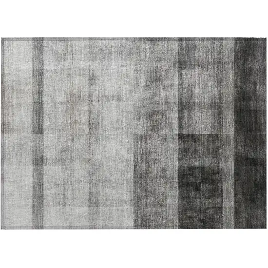 Gray Ombre Washable Non Skid Indoor Outdoor Area Rug Photo 4