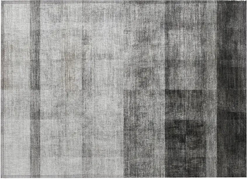 Gray Ombre Washable Non Skid Indoor Outdoor Area Rug Photo 4