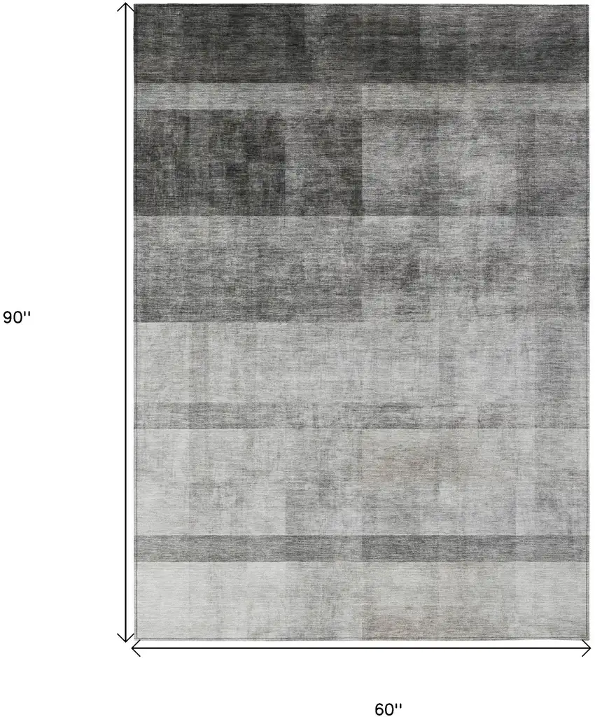 Gray Ombre Washable Non Skid Indoor Outdoor Area Rug Photo 3