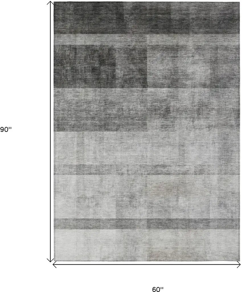 Gray Ombre Washable Non Skid Indoor Outdoor Area Rug Photo 3