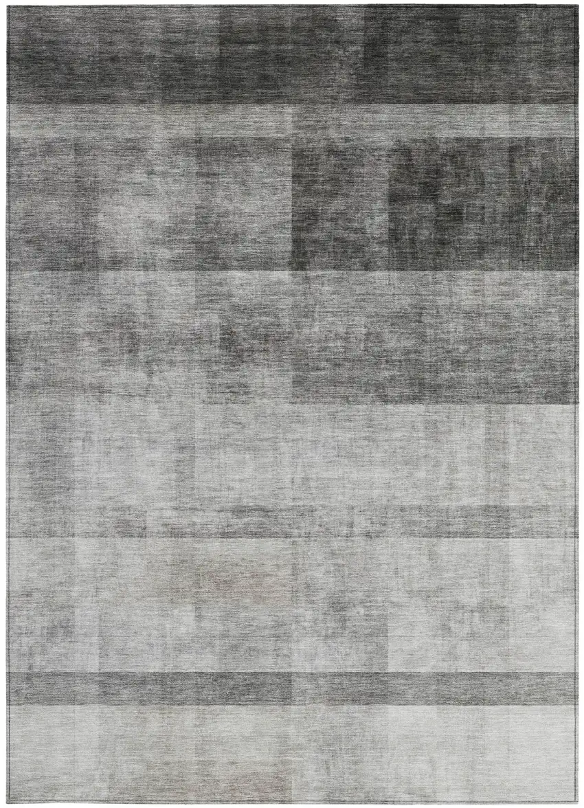 Gray Ombre Washable Non Skid Indoor Outdoor Area Rug Photo 4