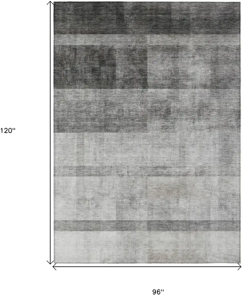 Gray Ombre Washable Non Skid Indoor Outdoor Area Rug Photo 3